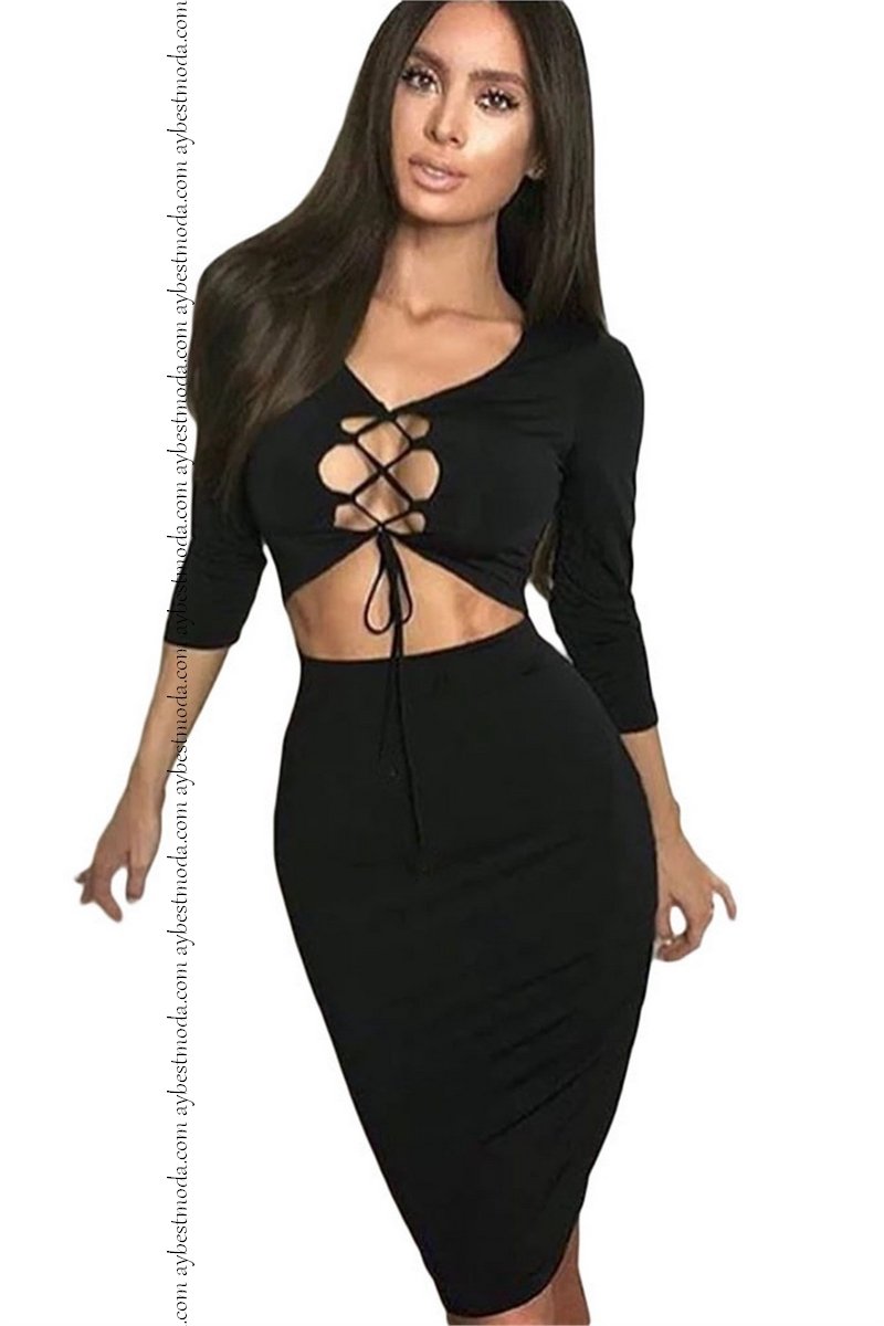 Bağcıklı Tek Parça Seksi Mini Elbise ABM5742