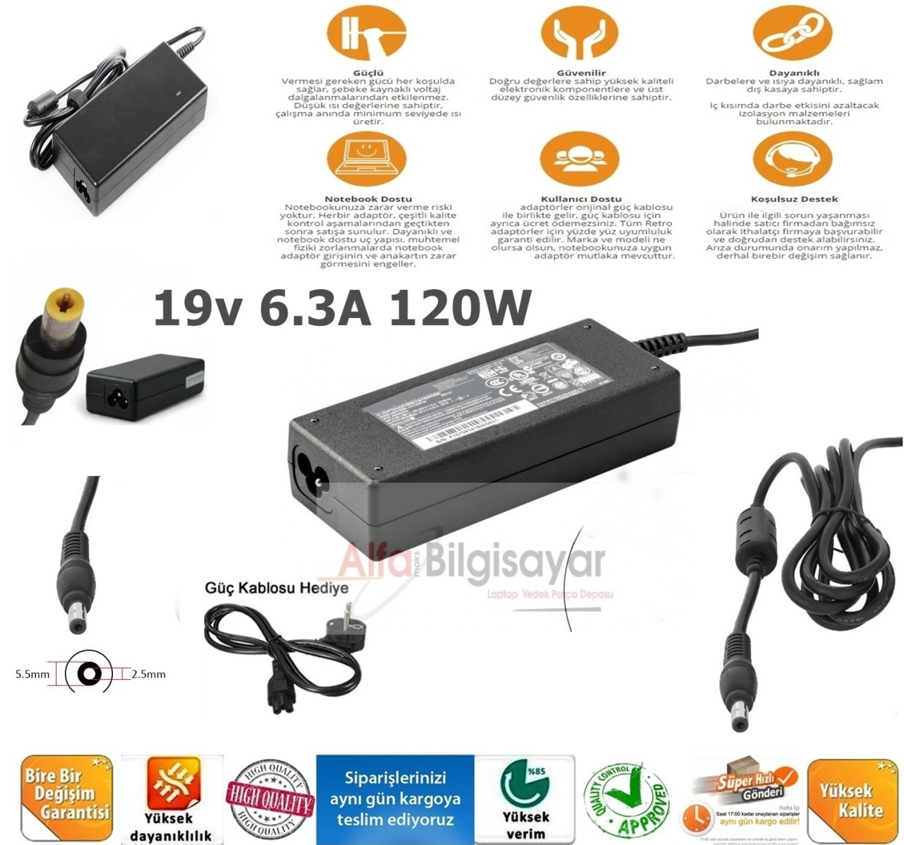 asus msi toshiba casper lenovo liteon 19v 6 3a 5 5 2 5 120w notebook adaptoru laptop adaptoru