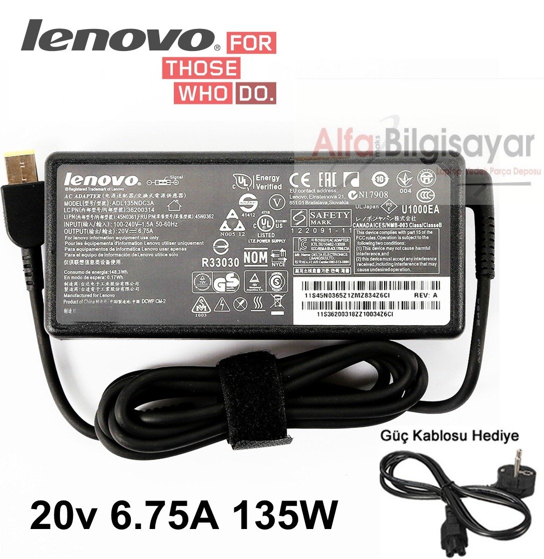 orjinal lenovo adaptor sarj cihazi 20v 6 75a 135w adl135ndc3a adaptor sarj cihazi