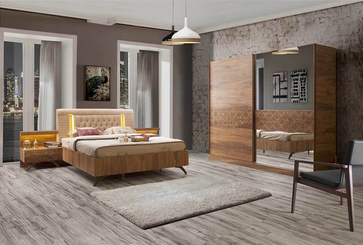 walnut yatak odasi takimi kargili mobilya
