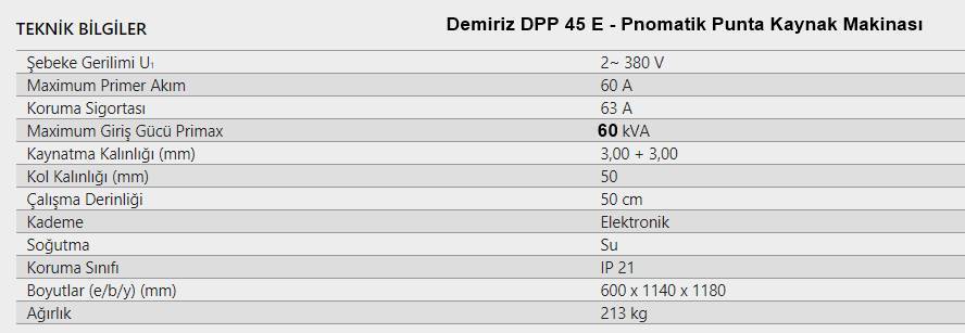 Demiriz DPP 60 E-Pnomatik Punta Kaynak Makinası