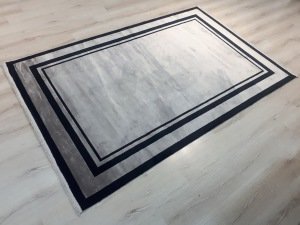 Eko Hali Heryerehali Eko Hali Baroque Br02 Gri Siyah Salon Halisi 160x230 Cm