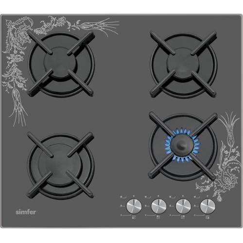 Simfer 3037 Tezhip Desenli Siyah Set Ustu Cam Ocak