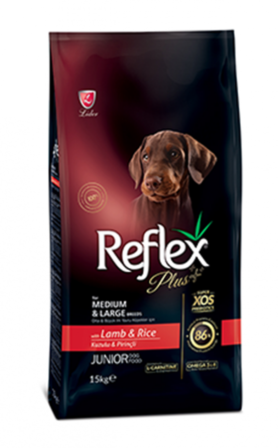 Reflex Plus Orta Ve Buyuk Irk Yavru Kopekler Icin Kuzu Etli Pirincli Kopek Mamasi 15 Kg