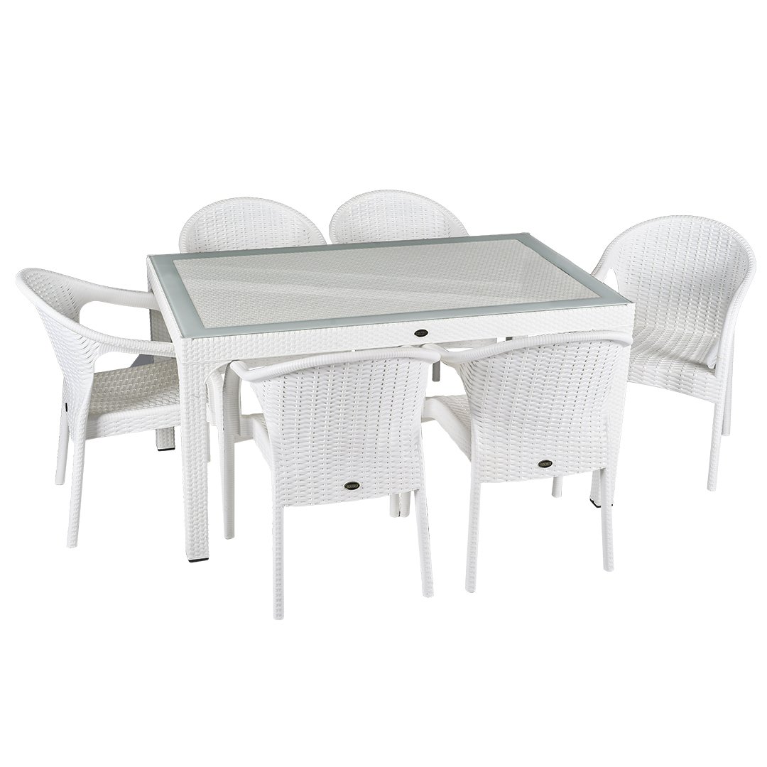 Holiday Rattan Ege 90x150 6li Bahce Mobilyasi Ve Oturma Grubu Beyaz