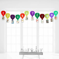 12 Ay Foto Banner, Metalik Karton Balonlu ve Mandallı - 2,40 mt