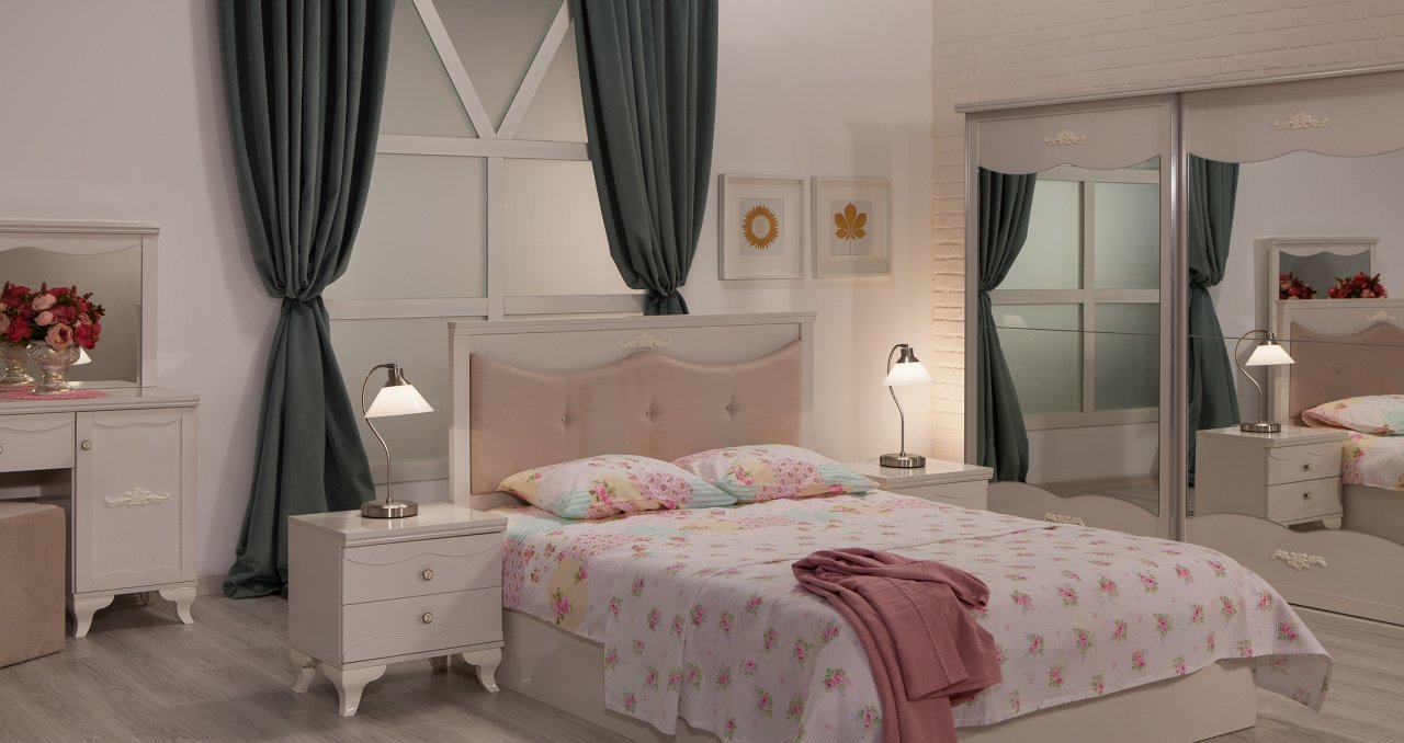 Bianco Yatak Odası Takımı (Sürgülü) Mobetto Mobilya Yatak Odası