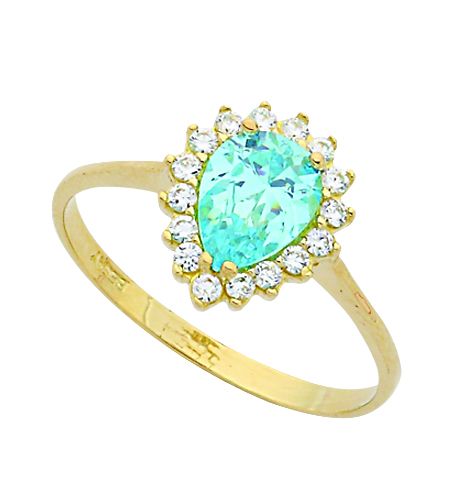 Beelo Gold 14k Altin Renkli Tasli Su Damlasi Yuzuk Beelo Gold 14k Altin Renkli Tasli Su Damlasi Yuzuk