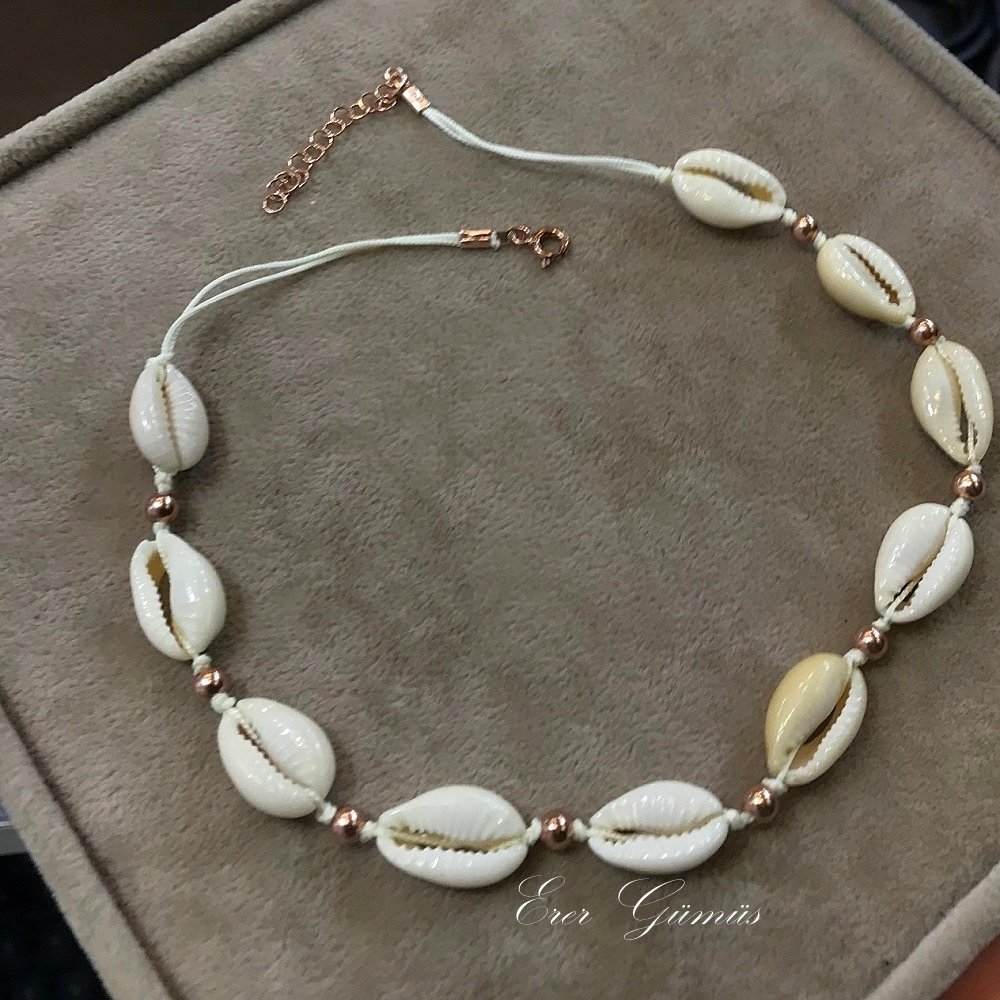 Gümüş Deniz kabuğu model choker kolye sh65438