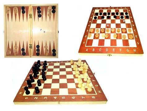 Tahta oyunu 3 in1 ahşap satranç dama ve tavla 29x29 cm ...