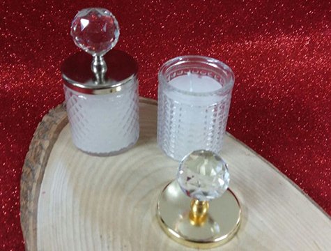 Kristal Topuz Kapakli Cam Mumluk Toptan Nikah Sekeri Malzemeleri
