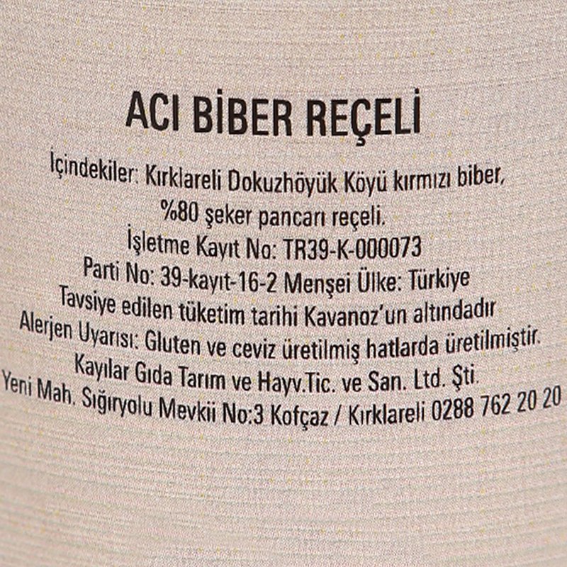 Kirmizi Aci Biber Receli 250 Gr Aradolu Aradolu Com