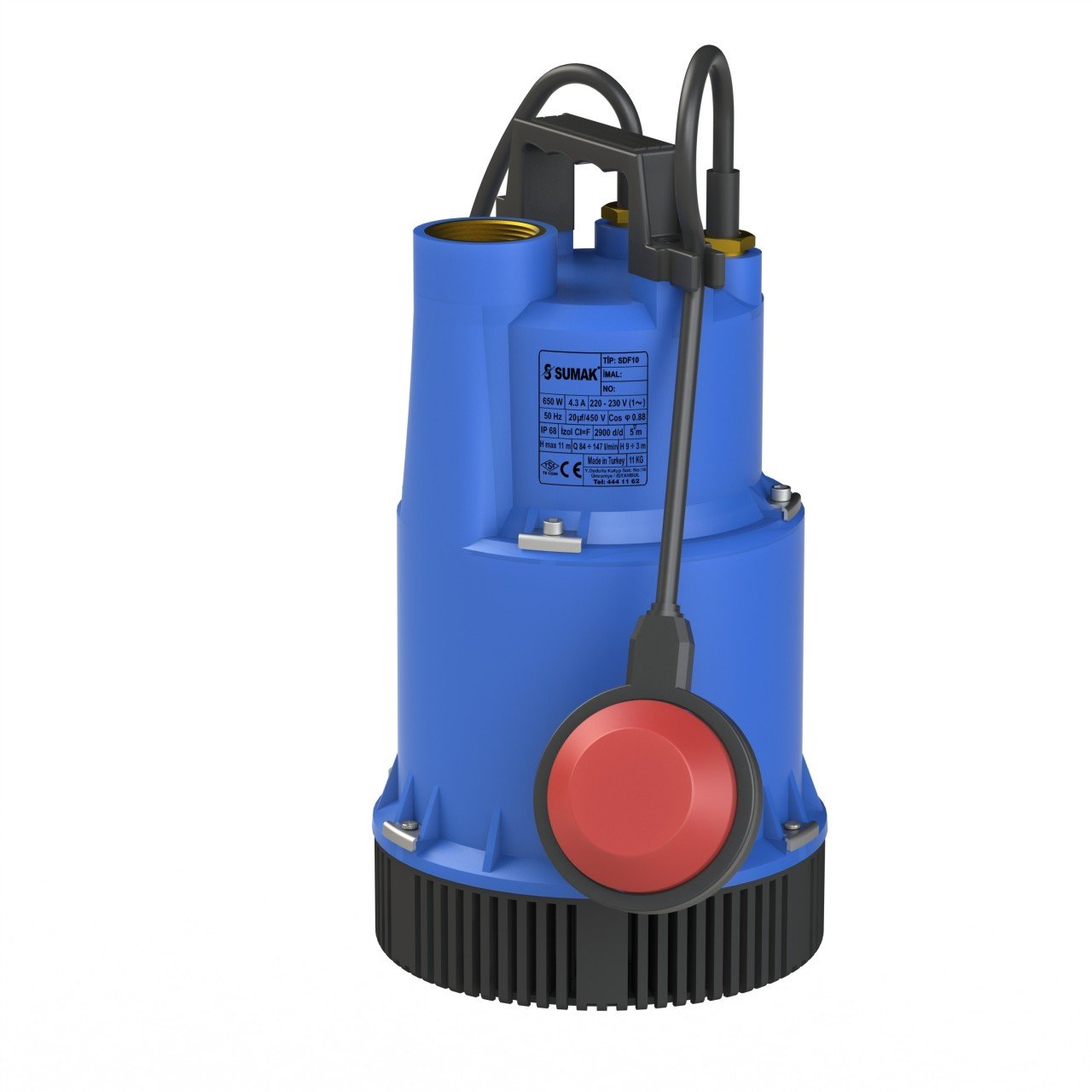sumak sdf10 drenaj dalgic pompa monofaze 220v 0 85 hp