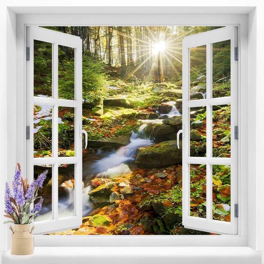 pencere duvar folyolari 120x120 cm 3 boyutlu resimli pencere duvar folyosu