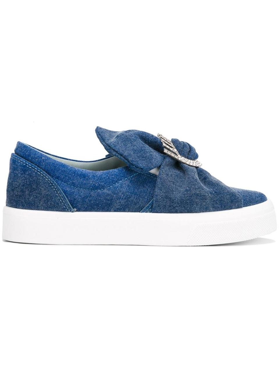 oversized bow slip on sneakers ayakkabi mavi