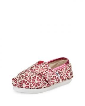 Glitter Floral Crochet Classic Shoe Kiz Cocuk Ayakkabi Pembe Espadril Toms