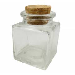 Cam Şişe Kavanoz Mantar Tıpalı Kare 50 ml 20 Adet