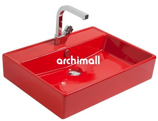 Kastra60x46cm Tezgahustu Lavabo Kirmizi