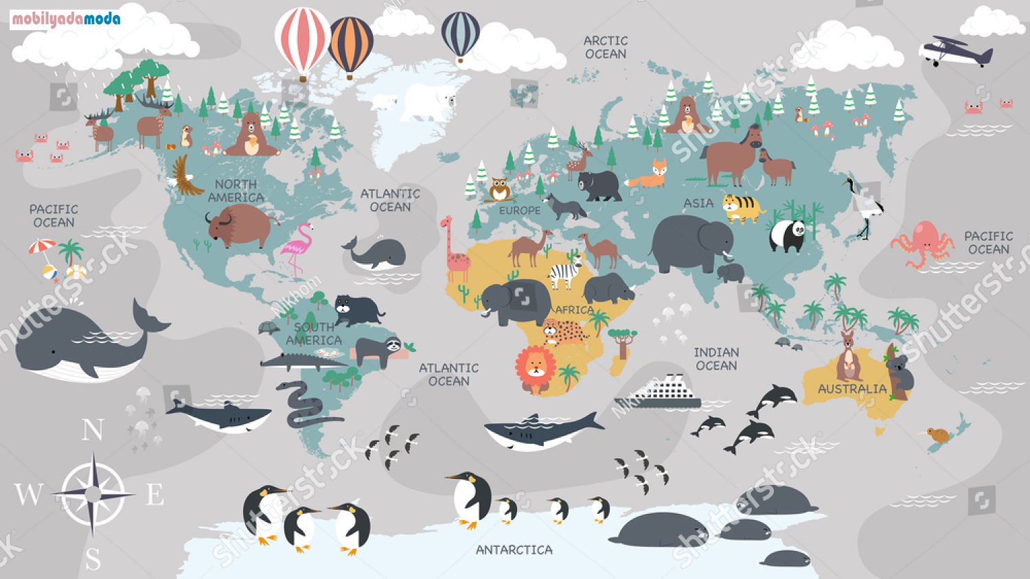 Çocuk Odası Duvar Kağıdı Dünya Haritası