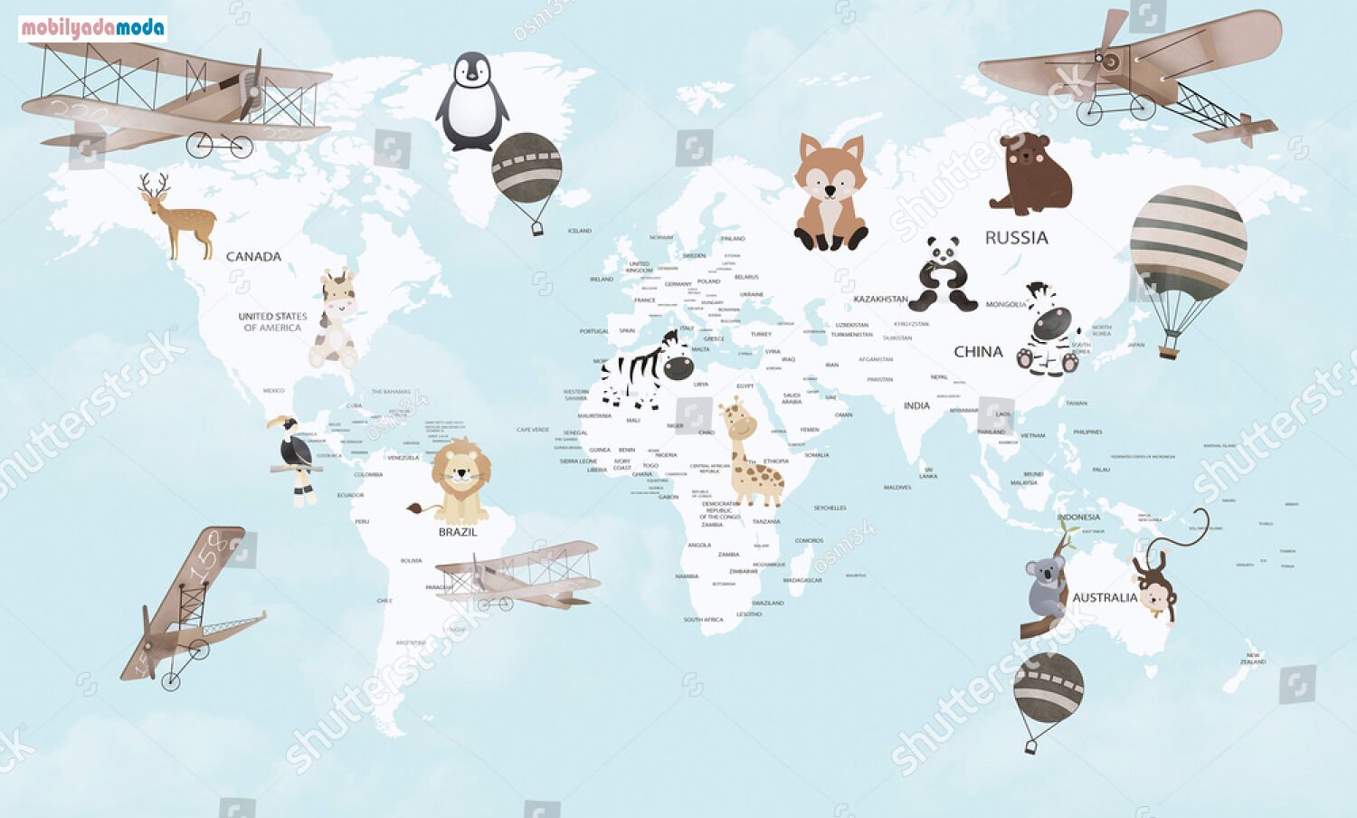 Çocuk Odası Duvar Kağıdı Dünya Haritası