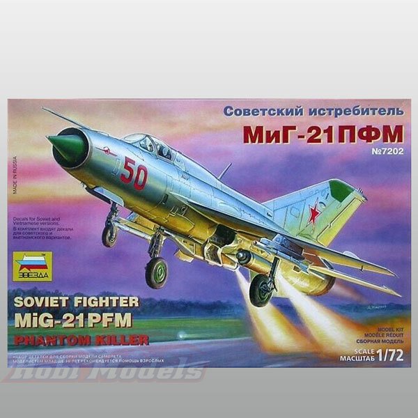Kit de Construction de modélisme en Plastique pour débutant Argenté WA Zvezda 500787202 500787202-1:72 MiG-21 PFM Soviet Fighter 