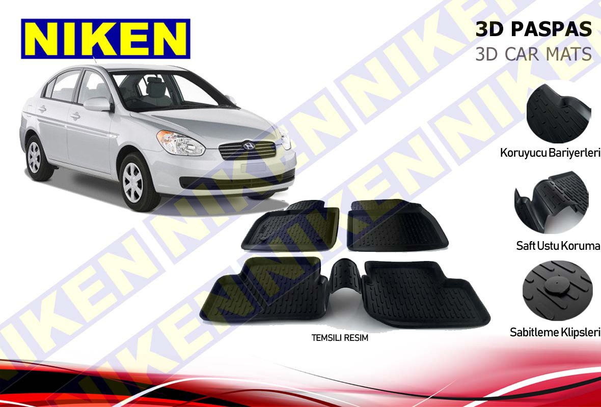 hyundai accent era 3d havuzlu paspas 2005 2010 niken