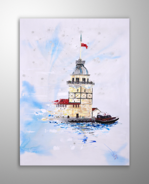 istanbul orijinal tablo kiz kulesi appears