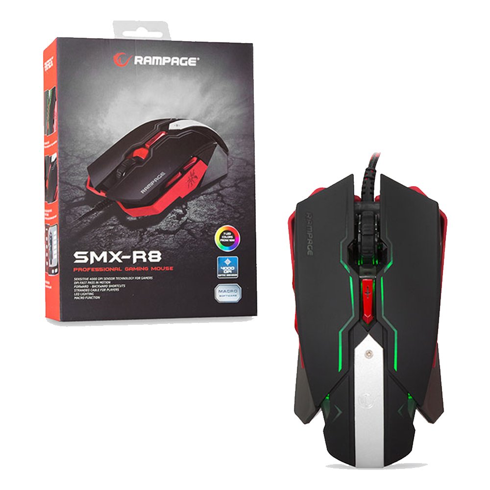 Rampage SMXR8 Usb Siyah 6D 7 Farklı Led Adınlatma Makrolu Oyuncu Mouse