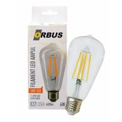 Orbus ORB-STC6W 6 Watt ST64 E27 600 LMN Beyaz Filament Led Ampul