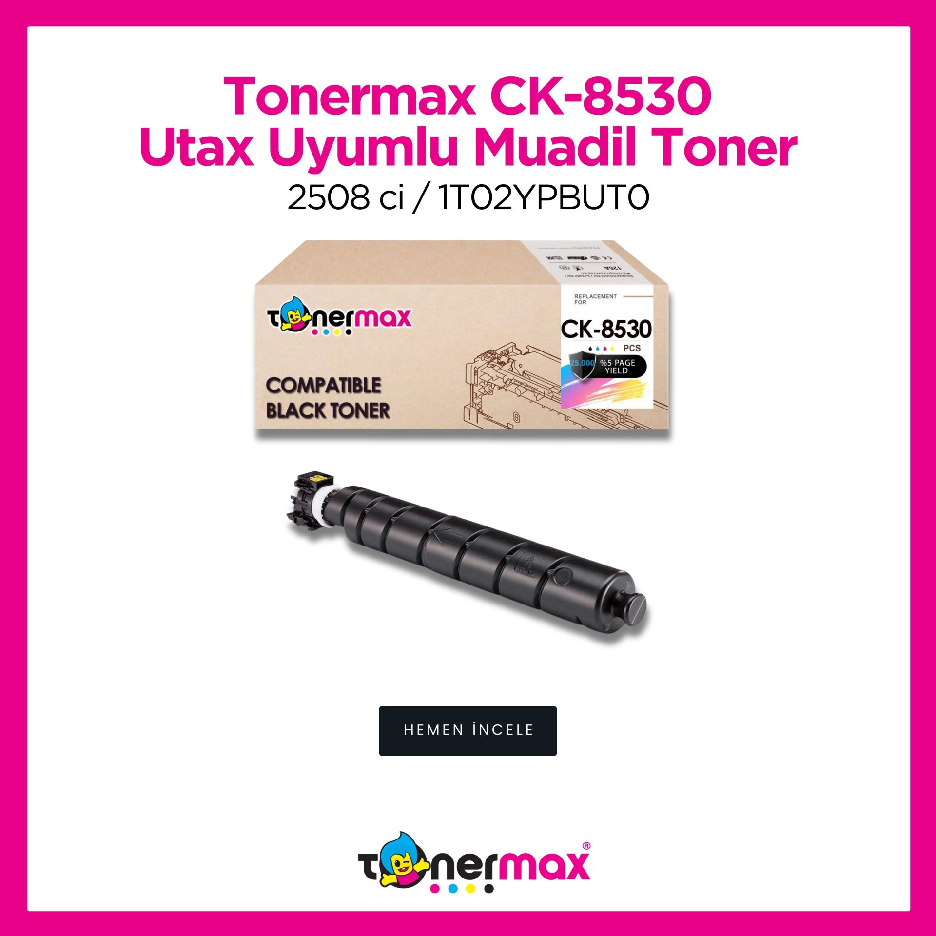 Utax CK-8530 Muadil Toner Sarı / 2508 ci / 1T02YPAUT0