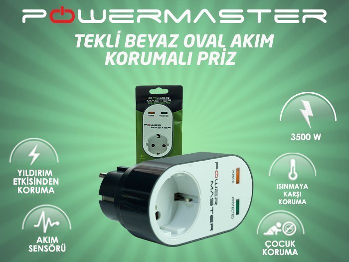 Powermaster PM-16620 Tekli AkÄ±m KorumalÄ± Priz