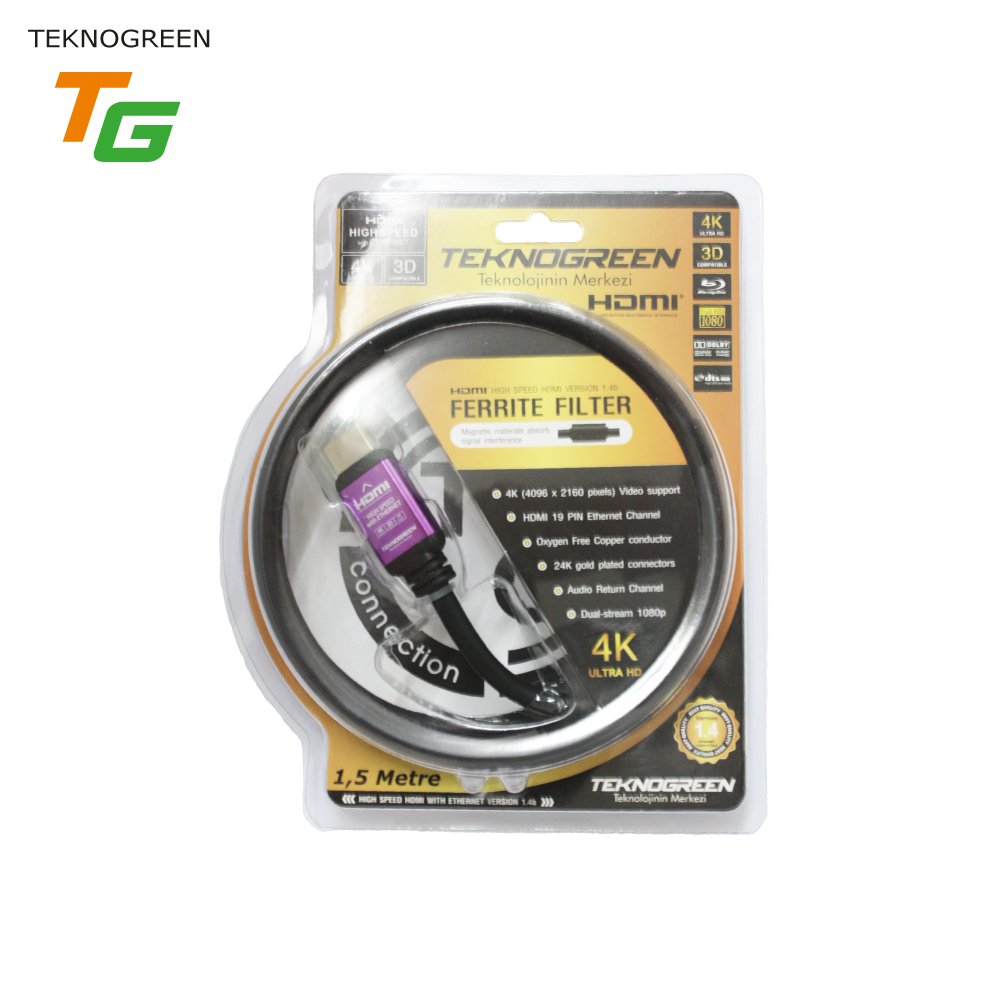TeknoGreen TKH-015X 1.5Metre 4K HDMI Kablo