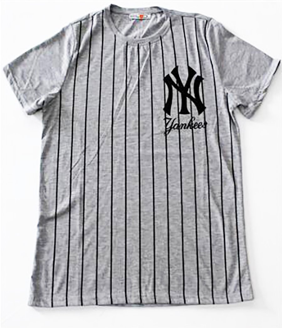 Hiphop Tisort Kategorisinde Ny Yankees Cizgili Gri Erkek Tisort