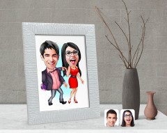 Kişiye Özel Sevgililer Karikatürlü Dekoratif Çerçeve-4