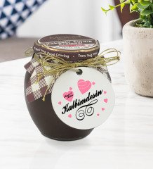 Kişiye Özel İsimli Sevgililer Günü Ahşap Anahtarlıklı El Yapımı 400gr Melodi Kakaolu Fındık Kreması Hediye Seti-16