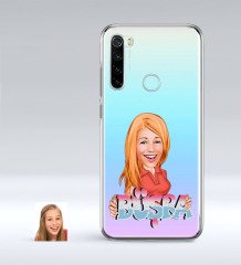 Kişiye Özel Bayan İsimli Karikatürlü Xiaomi Redmi Note 8 İnce Şeffaf Silikon Telefon Kapağı-1