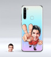 Kişiye Özel Erkek Karikatürlü Xiaomi Redmi Note 8 İnce Şeffaf Silikon Telefon Kapağı-33