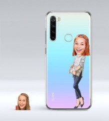Kişiye Özel Bayan Karikatürlü Xiaomi Redmi Note 8 İnce Şeffaf Silikon Telefon Kapağı-11