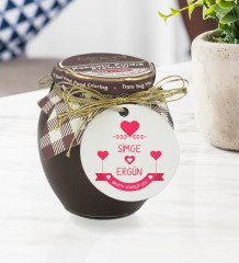 Kişiye Özel İsimli Sevgililer Günü Ahşap Anahtarlıklı El Yapımı 400gr Melodi Kakaolu Fındık Kreması Hediye Seti-52