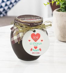 Kişiye Özel İsimli Sevgililer Günü Ahşap Anahtarlıklı El Yapımı 400gr Melodi Kakaolu Fındık Kreması Hediye Seti-57