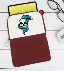 BK Gift Kurukafa Tasarımlı Taşınabilir Koruyucu Tablet Kılıfı & Organizer Çanta - Bordo-8