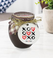 Kişiye Özel İsimli Sevgililer Günü Ahşap Anahtarlıklı El Yapımı 400gr Melodi Kakaolu Fındık Kreması Hediye Seti-65