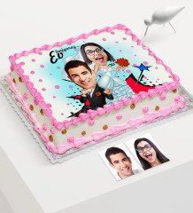 Kişiye Özel Evleniyoruz Karikatür Baskılı Yaş Pasta İçin Yenilebilir Şekerli Kağıt - 2