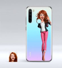Kişiye Özel Kadın Animasyon Karikatürlü Xiaomi Redmi Note 8 İnce Şeffaf Silikon Telefon Kapağı-4