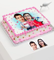 Kişiye Özel Sevgililer Karikatür Baskılı Yaş Pasta İçin Yenilebilir Şekerli Kağıt - 5
