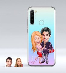 Kişiye Özel Sevgililer Karikatürlü Xiaomi Redmi Note 8 İnce Şeffaf Silikon Telefon Kapağı-2