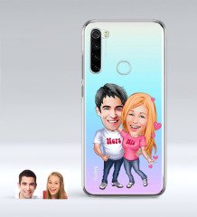 Kişiye Özel Sevgililer Karikatürlü Xiaomi Redmi Note 8 İnce Şeffaf Silikon Telefon Kapağı-5