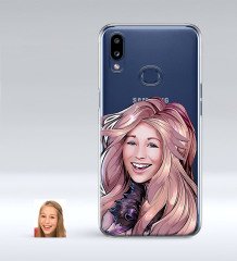 Kişiye Özel Kadın Karikatürlü Samsung Galaxy A10s İnce Şeffaf Silikon Telefon Kapağı-53