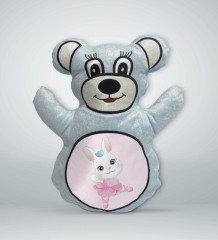 BK Gift Tatlı Tavşan Tasarımlı Mavi Ayıcık Yastık-1