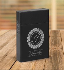 Kişiye Özel Siyah Slim Boy Metal Sigara Kutusu-2